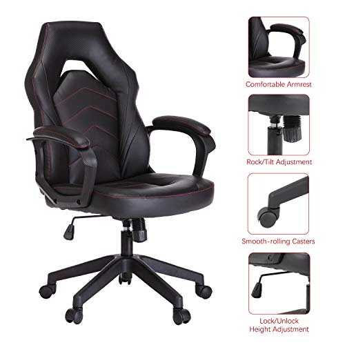 SMUGCHAIR Racing Gaming Chair Executive Bonded Leather Computer Office Chair with Adjustable Height and Padding Armrest