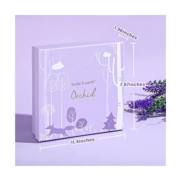 BODY & EARTH Geschenkbox für Frauen-5tlg. Orchideenduft Geschenkset Frauen, Duftkerze, Körperbutter, Handcreme… – Bild 8