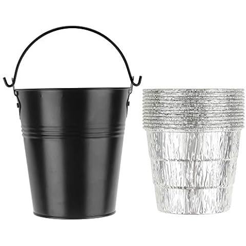 Drip Grease Bucket and 12-Pack Liners for Traeger 20/22/34 Series, Pit Boss etc Pellet Grill Smoker (Black 12) Cover