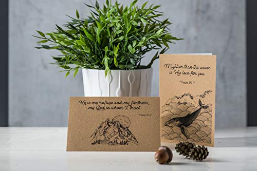 Diversebee 18 Kraft Inspirational Christian Greeting Cards With Envelopes (6 Unique Designs), Bulk Motivational Bible Verse Quotes, Encouragement Religious Scripture Note Cards Assortment - 4X6 Inches #TOP5