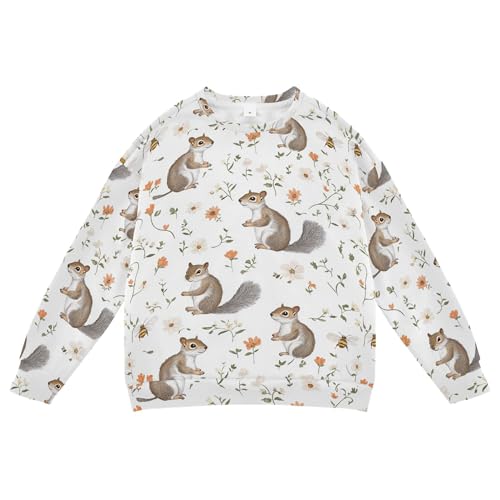 JUNZAN Beauty Squirrel White Kids Boys Hooded Sweatshirt Crewneck Tops Clothing Shirts Athletic 4T