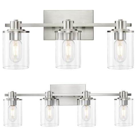 DUJAHMLAND Bathroom Light Fixtures, 3-Light and 4-Light Brushed Nickel Bathroom Vanity Light Over Mirror Cover