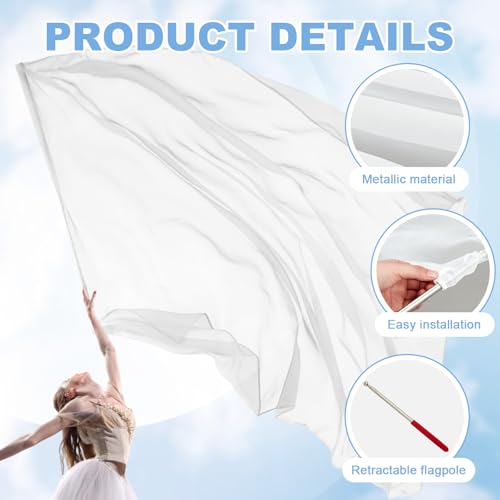 Image of Jecery 2 Pack Praise Dance Worship Flags, 35''x 55'', White