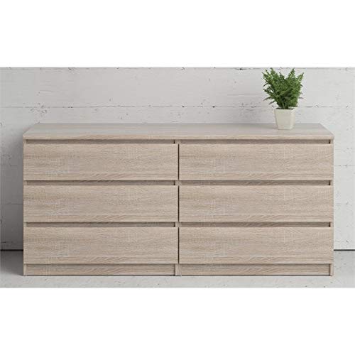 Pemberly Row Modern Contemporary 6 Drawer Wide Double Bedroom Dresser In Truffle #TOP1
