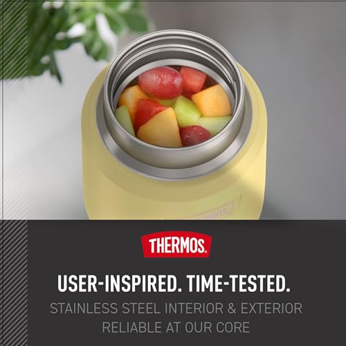Image of THERMOS ICON Stainless Steel Food Jar with Spoon, 12 Ounce, Yellow