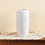 Large Ceramic Vase, 15.7 Inch Tall Floor Vase, Rustic Terracotta Decorative Flower Vase Big Farmhouse Vase for Home Decor, Living Room, Office, Bedroom, Table Centerpiece Decoration (White) - Image 2