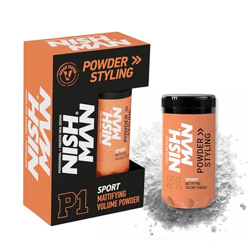NISHMAN Polvo de Peinado P1 Sport 20g - Aroma a Frutas Tropicales - Máximo Volumen y Textura - Fijación Flexible y Acabado Mate