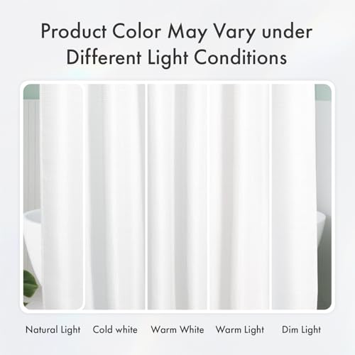 Image of AmazerBath Extra Long Shower Curtain 90 Inches Long, White Shower Curtain Extra Tall 72x90 Inches, Fabric Shower Curtains for Bathroom, Heavy Duty 240G Waffle Textured, Rustproof Metal Grommets