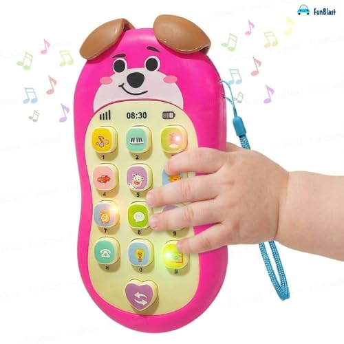 Image of FunBlast Cartoon Musical Mobile Phone for Kids, Mobile with Light & Sound Toys for Babies | Educational Toys for Kids 3+ Years /Boys /Girls-1 Unit (PuppyPink)