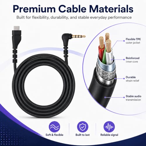 Cable de repuesto compatible con SteelSeries Arctis 7 5 3 Pro Gaming Jack 3.5mm 6