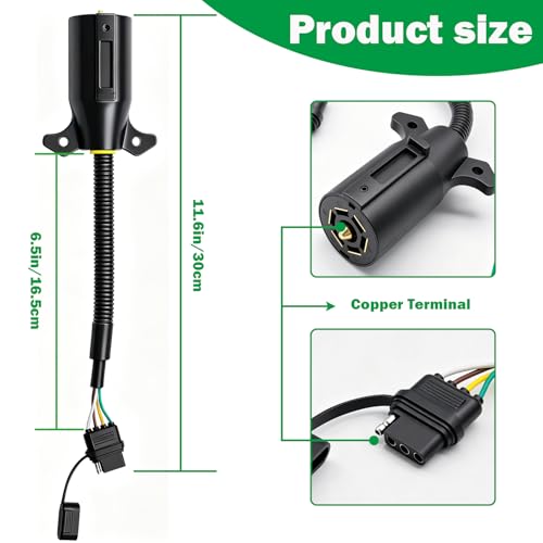 Image of 7 Pin Trailer Plug,7 Way to 4 Way Trailer Plug Adapter,7 Pin to 4 Pin Trailer Adapter,7 Way Blade to 4 Way Flat Plug Connector