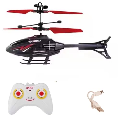 Image of RC Helicopter with Hand Gravity Sensor for Kids 4+, Flying Remote Control Helicopter Toy, Chargeable with 3D LED Light Safety Sensor, Indoor Outdoor Play, Gift for Boys & Girls (BlackRed)