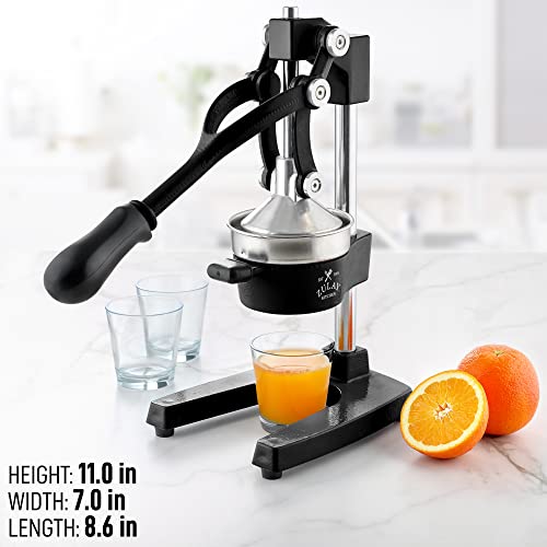 Zulay Kitchen Cast-Iron Orange Juice Squeezer - Heavy-Duty, Easy-to-Clean, Professional Citrus Juicer - Durable Stainless Steel Lemon Squeezer - Sturdy Manual Citrus Press & Orange Squeezer (Black) - Image 5