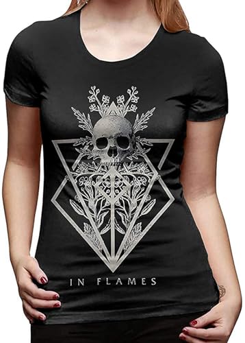 in Flames Band Men's T-Shirt Unisex Black Cotton Print Tee Shirts S