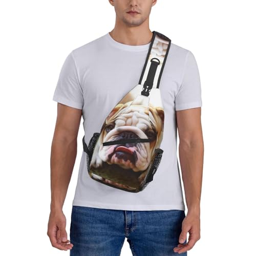 Bolso cruzado para hombre mochila diagonal con diseño bulldog miniatura 7