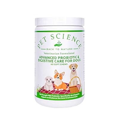 Pet Science Advanced Probiotic and Digestive Care for Dogs, Rebalances Gut Bacteria (60 Soft Chews)
