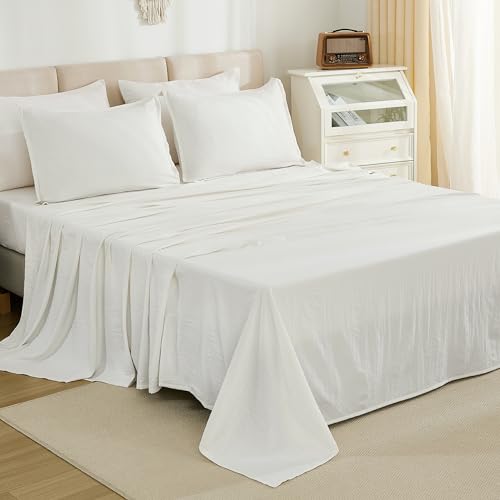 Litanika Full Size Comforter Set Ivory - 7 Pieces Bed in a Bag Full Bedding Comforter Sets, Solid Lightweight Bed Set with Comforter, Sheets, Pillowcases & Shams