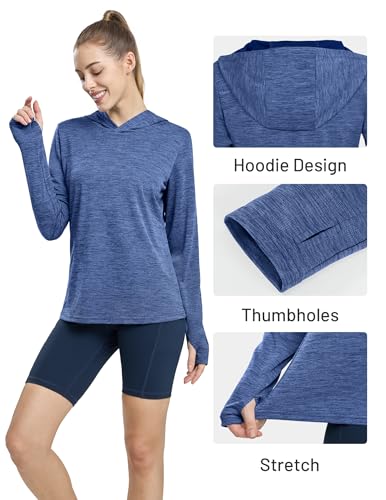 MIER Women's Long Sleeve Workout Shirts Sun Protection Hoodie UPF 50+ UV Shirt for Fishing Hiking Running, Lightweight4