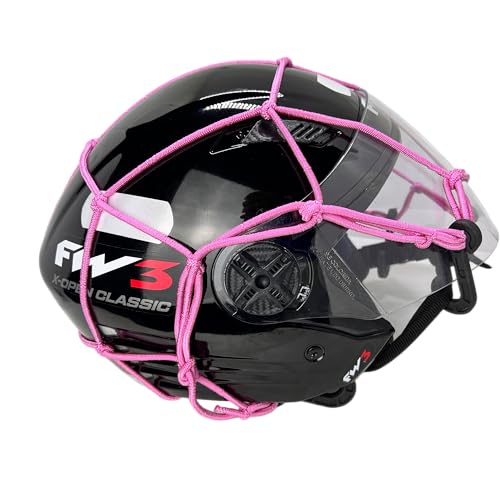 Rede Elastico Para Capacete Moto Bagageiro Com 6 Ganchos 35x35 (Rosa)
