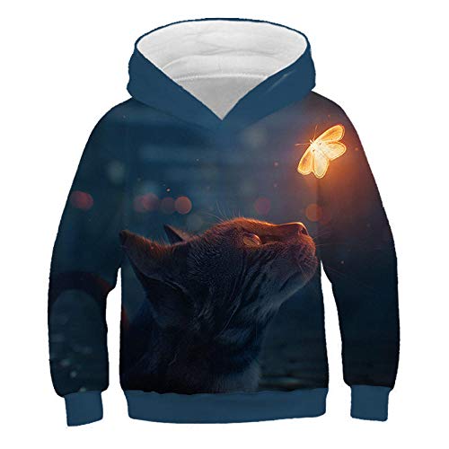 Pull à capuche chat 3D pour enfant sweat kawaii à motif animalier pour fille et garçon
