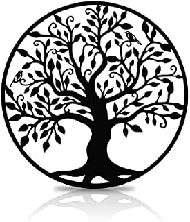 NA Metal Tree of Life Wall Decor Tree of Life Wall Art Silhouette Art Gift Indoor Home Decor Ideas, Decorative Plaque for Living Room, Kitchen or Outdoors (Black, 30x30cm)