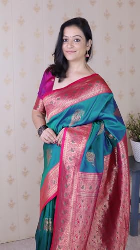 Image of SGF11 Women's Kanjivaram Pure Soft Silk Saree With Blouse Piece