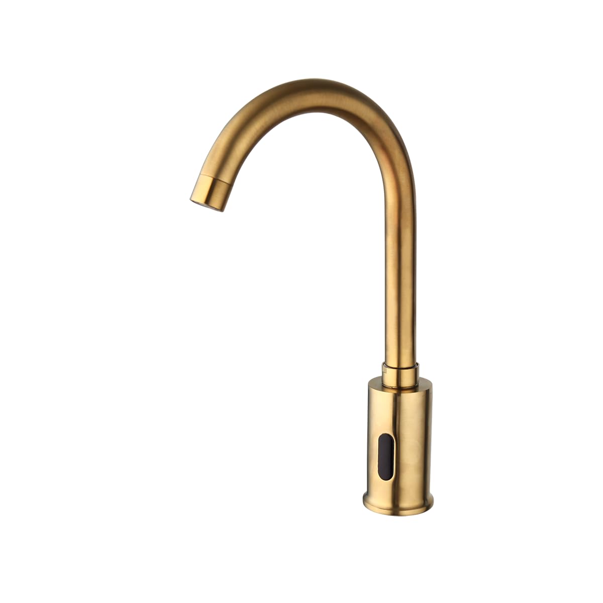 Grifo de baño automático con sensor infrarrojo y mezcla de agua fría y caliente en oro cepillado