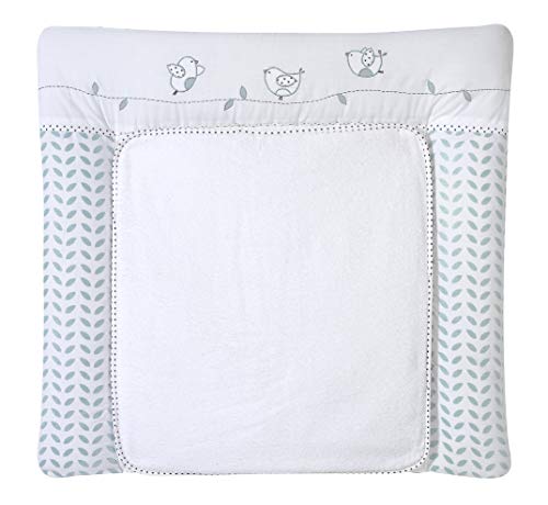 13 619 3/720 Wickelauflage Lovely birds mint, mit abnehmbarem Frottebezug und Klettsystem, 80 x 75 cm - mit Applikation