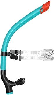 Luobannm Snorkel Entrenamiento Natación con Boquilla Montaje Central y Válvula Purga Unidireccional para Entrenamiento Natación, para Jóvenes y Niños, Color Azul Lago.