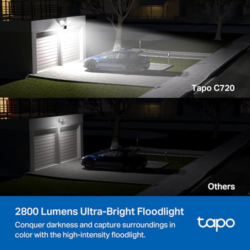 Image of Tapo TP-Link 2K QHD Floodlight Camera for Outdoor Security, Wired, 2800 Lumens, 270 Motion-Activated, Free Vehicle /Person Detection, No Subscription Required, Works w /Alexa & Google (Renewed)