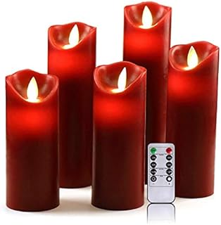 OSHINE LED Candles Flameless Candles red H(5.5" 6" 6.5" 7" 8") D:2.2 Remote Control with 24 Hour Timer Function Flickering Gift Decoration Party red