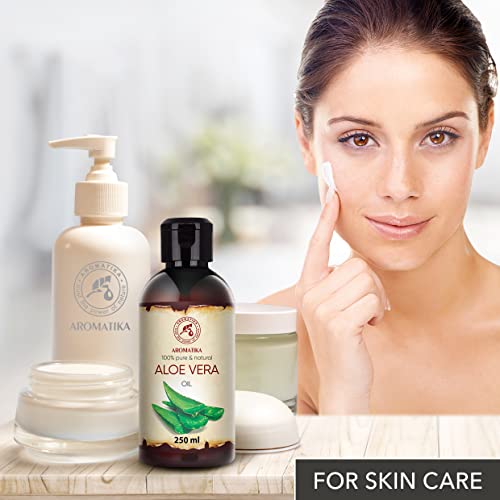 Aromatika Aloe Vera Oil 8.45 Fl Oz - Aloe Barbadensis - Brasil - 100% Pure & Best For Skin - Body - Hair Growth - Face Moisturizer - Used For Massage - Relaxation - Bath - Aromatherapy #TOP7