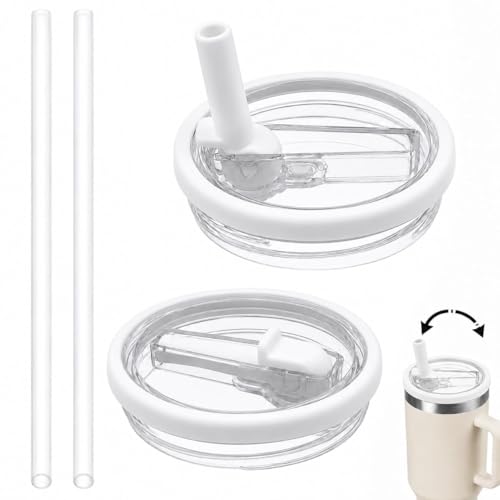 2PCS 40oz Leakproof Lid Replacement for Stanley Cup 40oz Quencher H2.0 ProTour Tumbler Flip Straw Lid Detachable Spill Proof Splash Resistant Tumbler Lids Reusable Top Cover for Travel & Daily Use