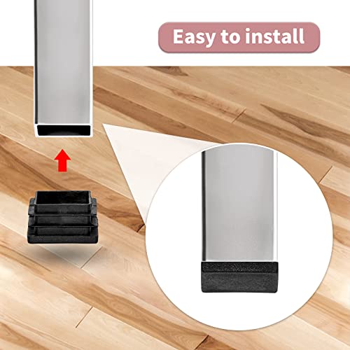 Image of Flyshop 35 x 35 mm, 1.38 inch x 1.38 inch Black Plastic Hole Plugs Square Tubing End Caps Tube Inserts Durable Furniture Glide for Chair Table Stool Leg 8 Pack