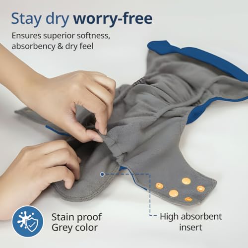 Image of LuvLap Reusable Baby Cloth Diaper, Double Leak Guard, High Absorption, Quick dry, Stain-Proof Comfort & Protection, 3m+, adjustable waist & height with snap buttons, Absorbent insert, Blue & pink