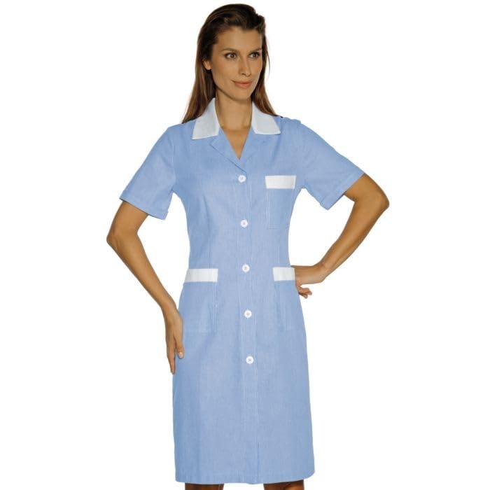 I.sacco Camice Mezza Manica da Donna POSITANO in 100% Cotone Piquet (Riga Azzurra)