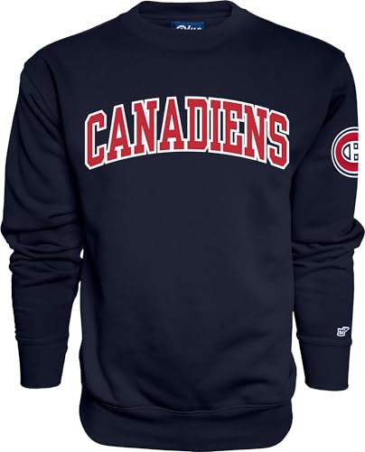 Blue 84 NHL Officially Licensed Crewneck Sweatshirt Twill Embroidery Sleeve Logo Secondary Color