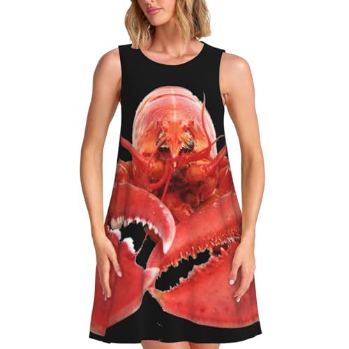 Robe t-shirt ample décontractée pour femme imprimé homard avec poches