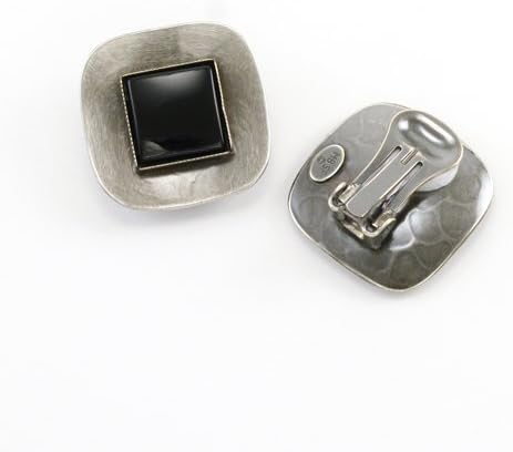 Antique Silver and Black Clip on Earring