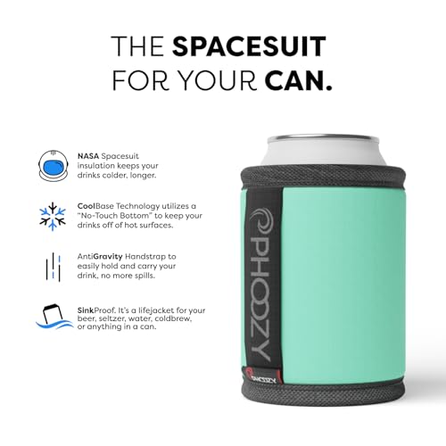 Image of PHOOZY Insulated Can Cooler for 12 oz Cans - Patented Drink Sleeve with NASA-Inspired Technology - Keeps Beer, Soda & Sparkling Water Cold Longer - Lightweight Outdoor Can Holder - Mint