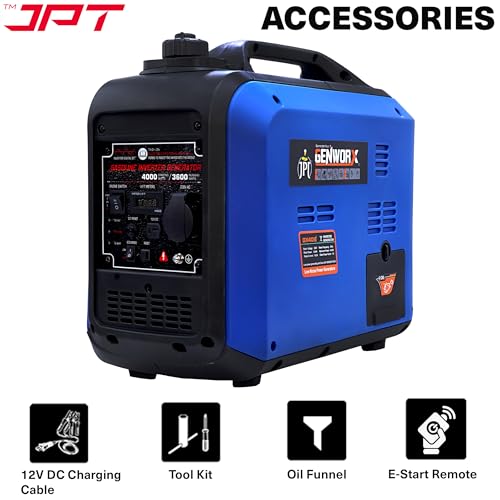 Image of JPT GENWORX 1000W Inverter Generator, 1.0KW Rated, Portable Petrol Generator, Pure Sine Wave for Camping, RV, Outdoor, and Emergency Backup Power
