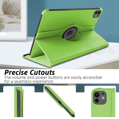 Image of TGK Rotating Case for iPad Pro 11 Inch M5 2025 /M4 2024 Model A3357 /A3358 /A3359 /A2836 /A2837 /A3006, Cover for 6th /5th Gen iPad Pro 11 inch (Green)