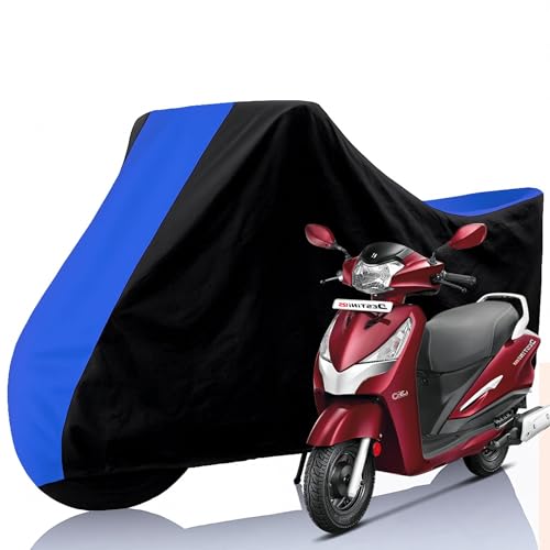 Image of All Weather Protection Two Wheeler Cover for Hero Destini 125, Scooter & Scooty | Anti Dust, 100% Water Resistance, Heat Resistant, UV Proof - Triple Stitched | (Black Top Royal Blue)