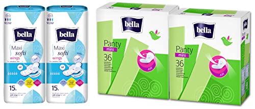 Image of Bella Maxi Soft Wings Classic Sanitary Pads - 15 Pieces (Pack of 2) & Bella Panty Mini Classic Pantyliners 72 Pieces