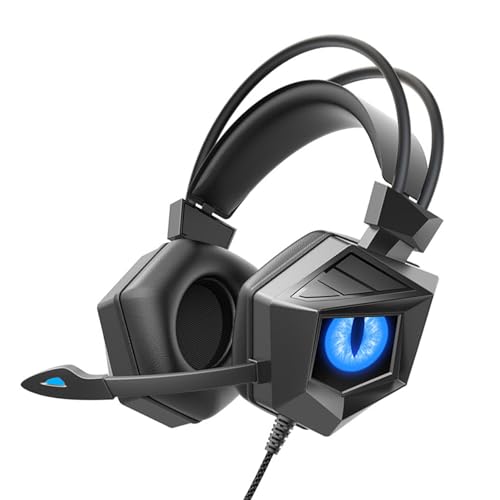 Image of Pongnas Wired Gaming Headset with Clear Stereo Sound Ergonomic Over Ear Design Noise Cancelling Mic for PC Blue