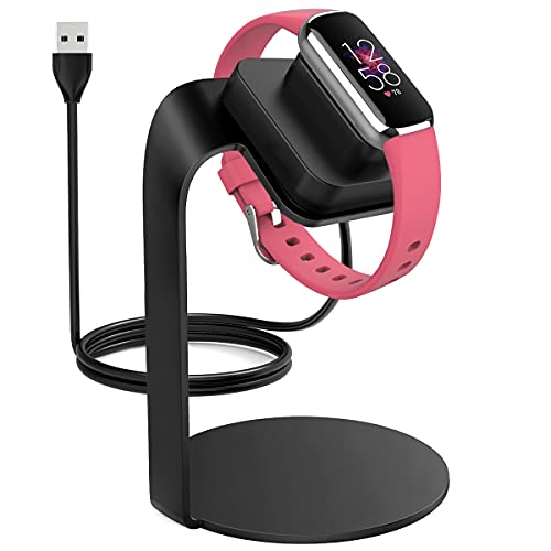 Voakod Charger Dock Compatible with Fitbit Luxe, Premium Aluminum Alloy Charging Cable Stand Base Station with USB Cable Accessories for Fitbit Luxe Smartwatch, Black
