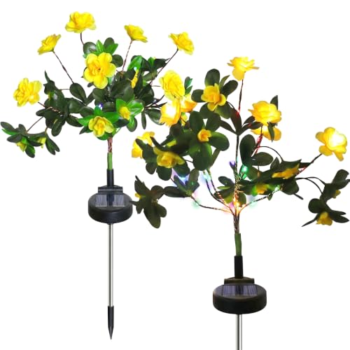 Guirlandes solaires florales lot de 2 fleurs lumineuses étanches pour baliser une allée