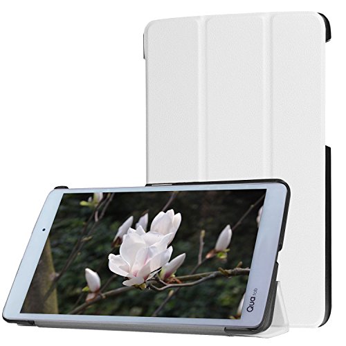 GLOW Qua tab PX キュアタブ au quatab LG LGT31 3点セット【保護フィルム&タッチペン付き】 3つ折りスマートケース カバー エーユー ホワイト