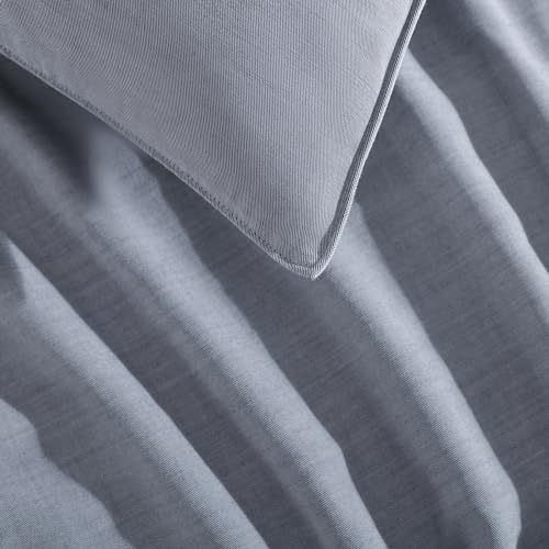 Calvin Klein - QueenDuvet Cover Set, Reversible Tencel Bedding with Matching Shams, Oeko-Tex Certified (Slate Blue, Queen)