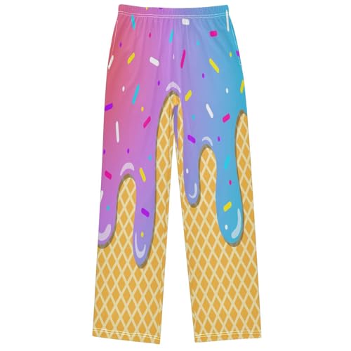 Boy's Pants Light Pink Ice Cream Jogger Pants Elastic Waist Long Bottoms Trousers with Pockets 6-14 Years